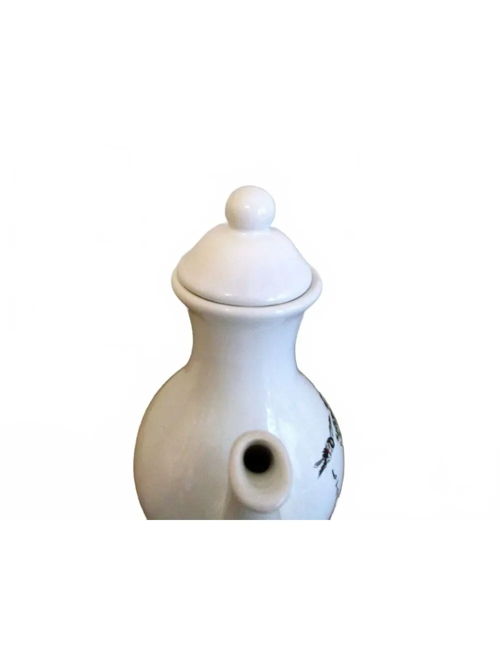 Vintage Korean White Porcelain Crane Teapot • Pine Tree